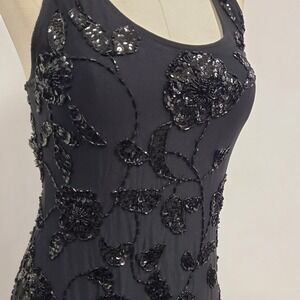 Vtg Charlotte Womens Y2K Beaded Whimsigoth Maxi Dress Size M/L Black Romantic